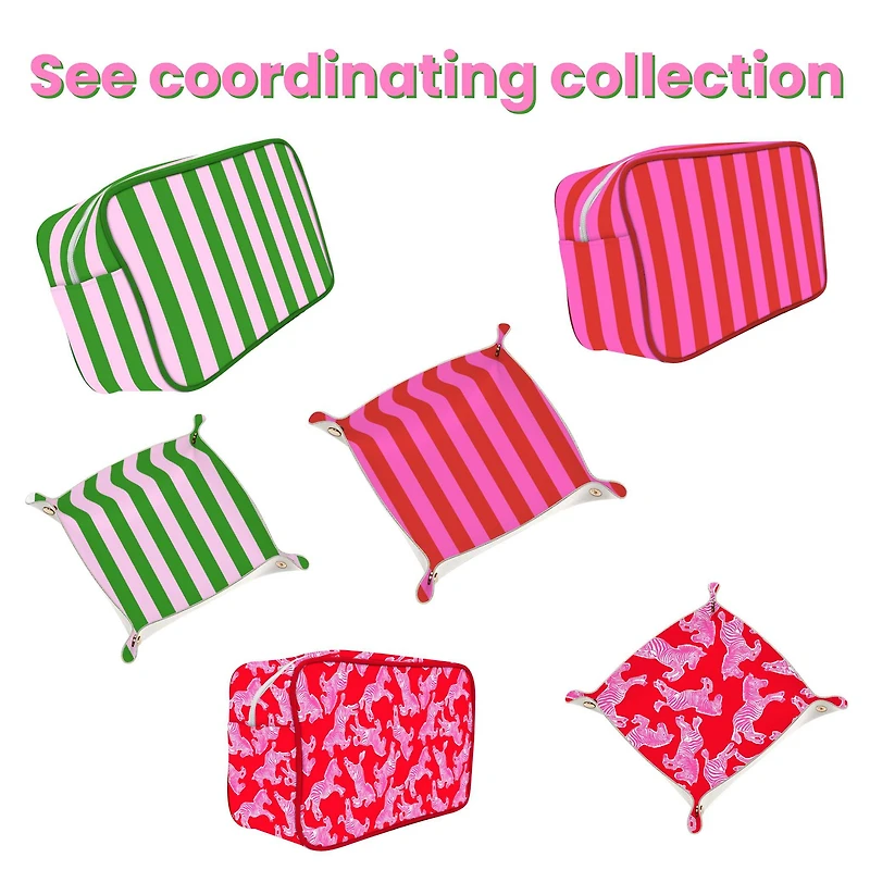 Catchall Tray - pink & red stripe