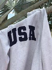 Gray Navy Blue Polka Dot USA Mockneck