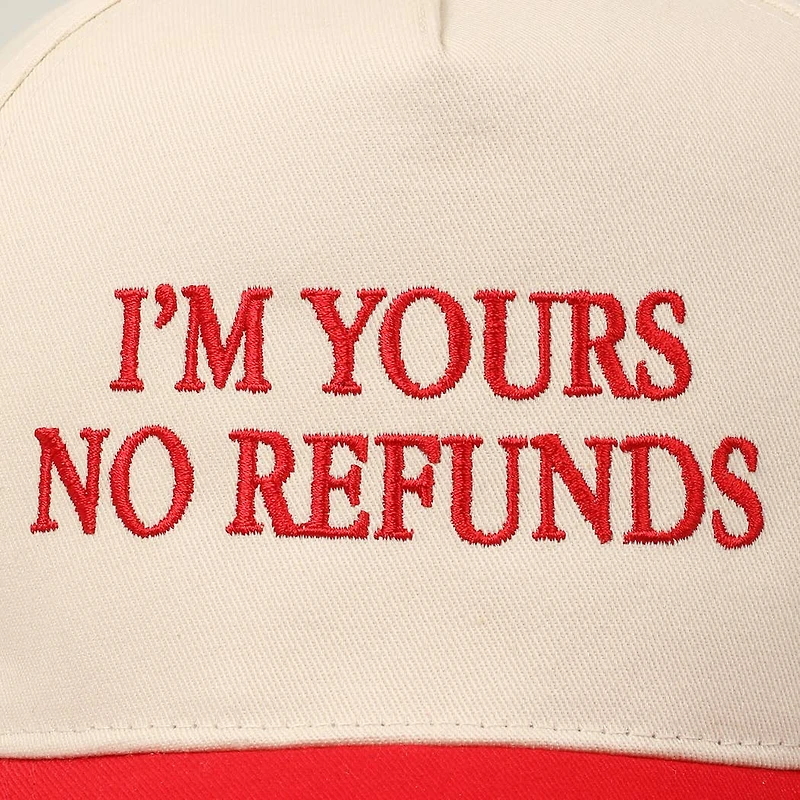 Pink I'M YOURS NO REFUNDS Embroidery Two-Tone Hat