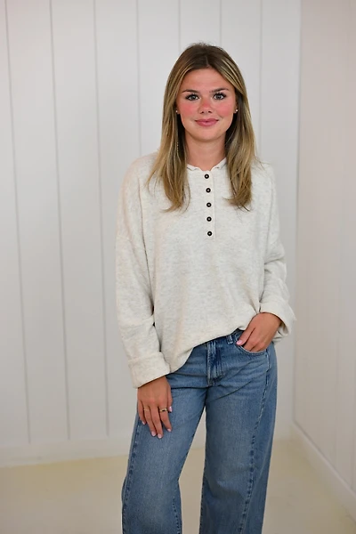 Cream Drop Shoulder Pullover