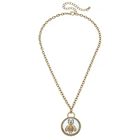 Verona Enamel Bee Pendant Necklace in Ivory