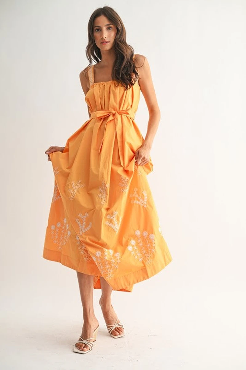 Sunburst Embroidered Maxi Dress