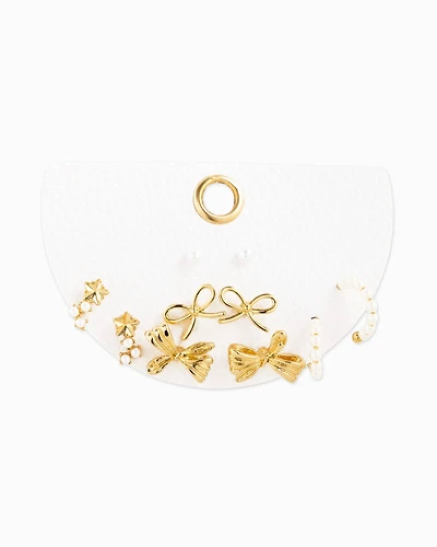 Bow Variety and Pearl Earring Set of 5