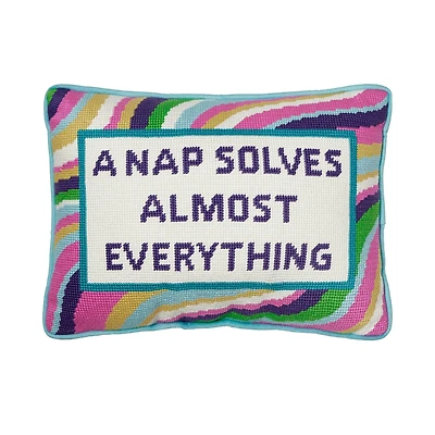 Nap Solves Almost Everything Embroidered Needlepoint Pillow