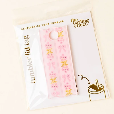 Pink Bow Tumbler Lid Tag