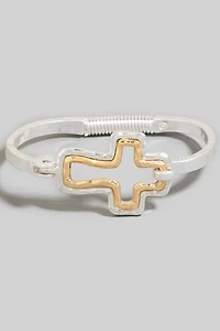 Two Tone Cross Latch Bangle Bracelet