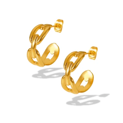High Class Buckle 18K Gold Plated Hoops