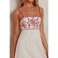 White & Red Floral Maxi Dress