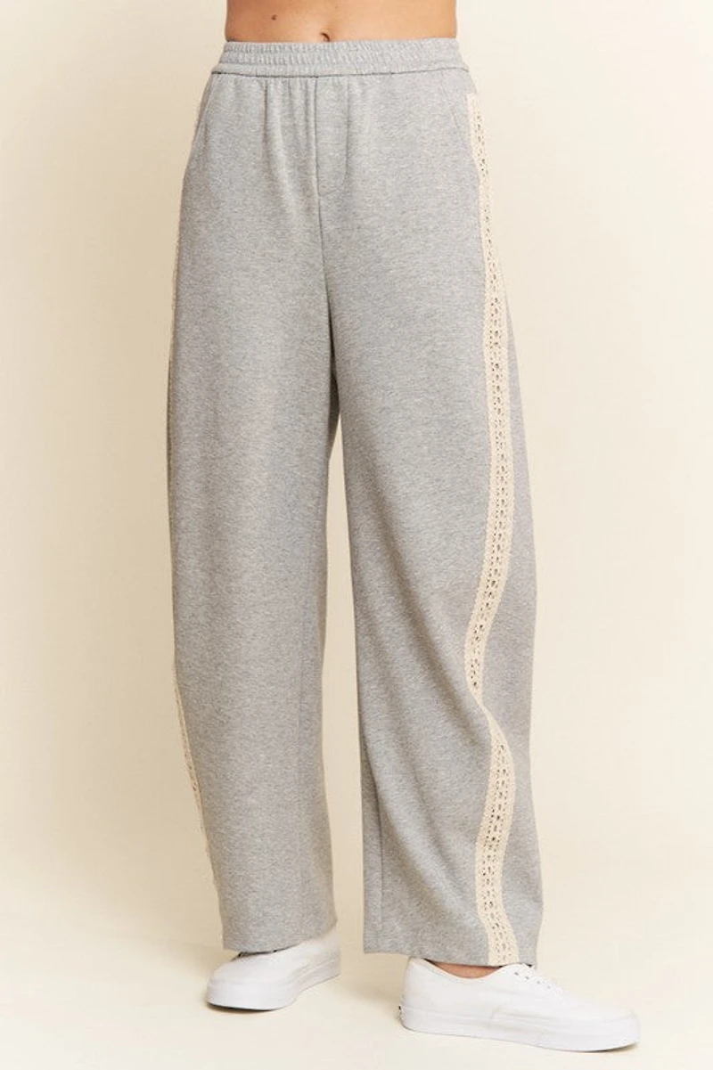 Grey Crochet Barrel Sweatpants