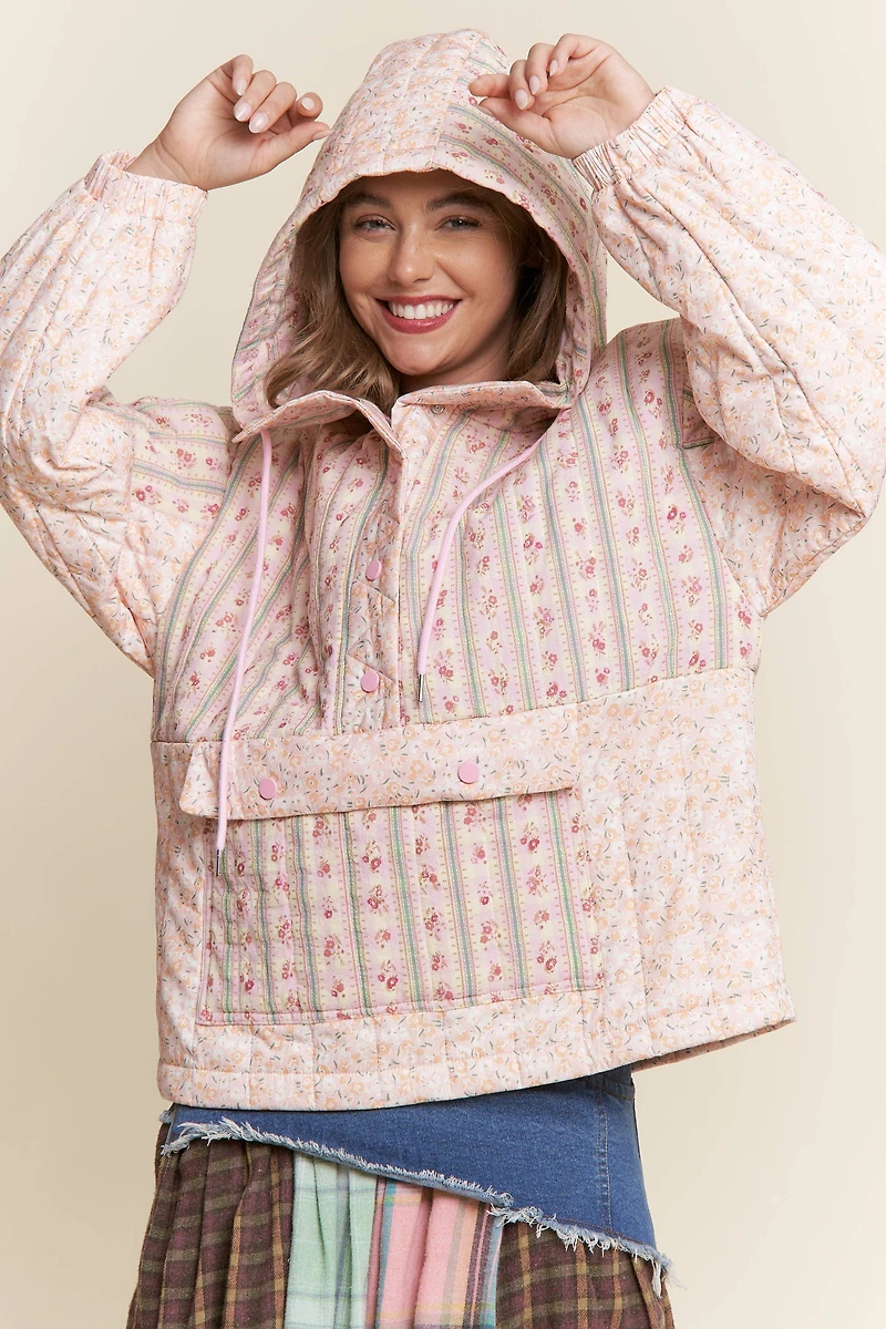 Pink Multi Floral Pattern Pull-Over Sweater