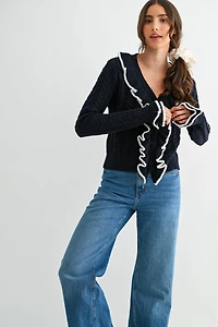 Blue Ruffled Cardigan