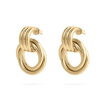Gold Double Round Stud Earring
