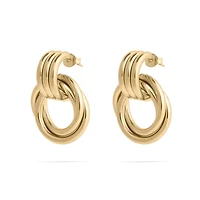 Gold Double Round Stud Earring