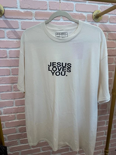 Beige Jesus Loves You Tee