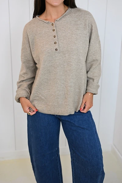 Light Brown Drop Shoulder Pullover