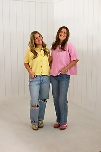 Pink Shortsleeve Ribbed Sweater Cardigan