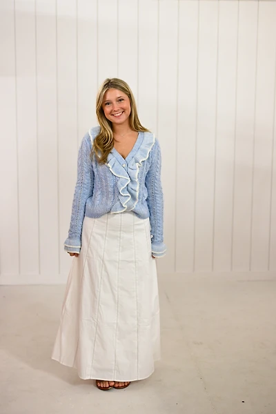 Blue Ruffled Cardigan