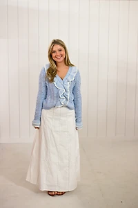 Blue Ruffled Cardigan