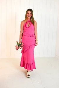 Pink Crinkle Maxi Dress