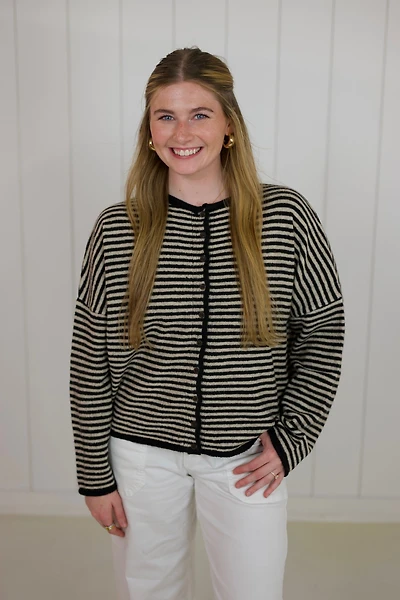 Striped Long Sleeve Cardigan