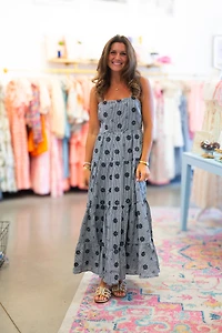 Floral Embroidered Gingham Dress