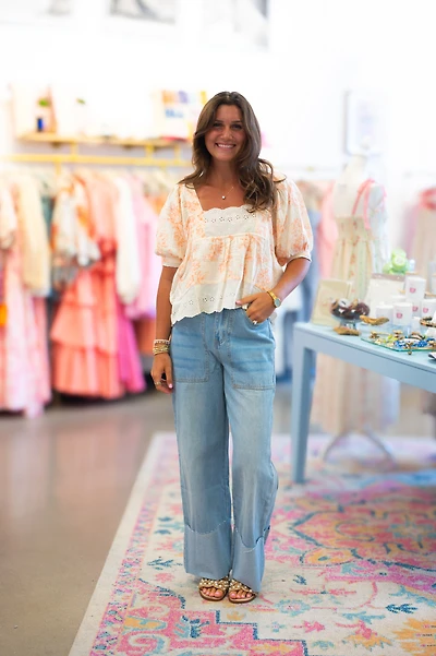 Orange Floral Top