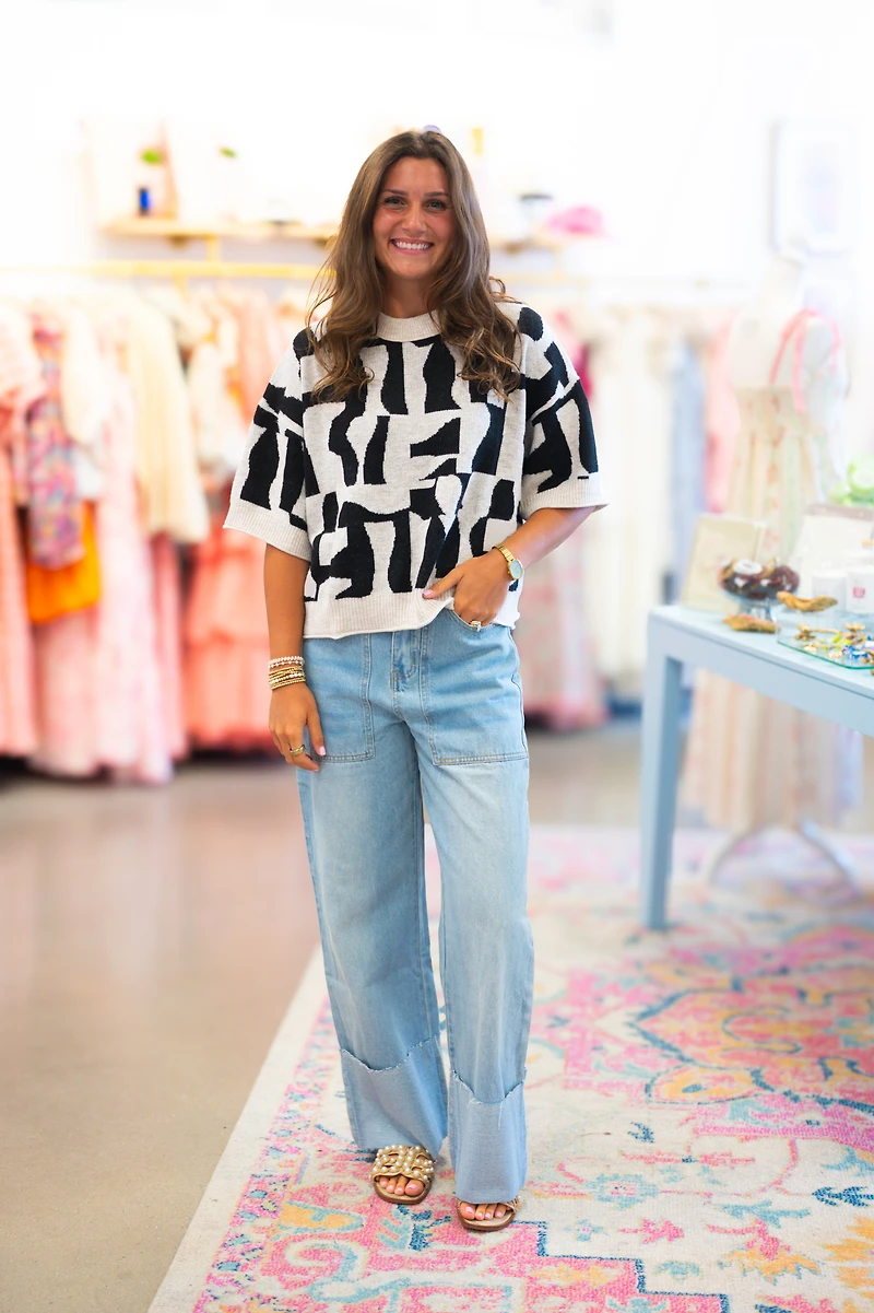 Black & White Printed Sweater