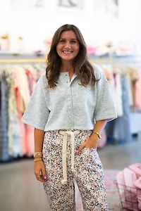 Gray Half Sleeve Crop Cardigan