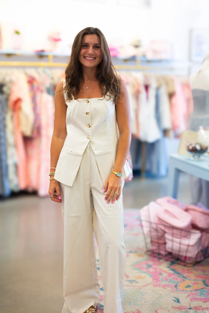Oatmeal Button Down Top & Pant Set