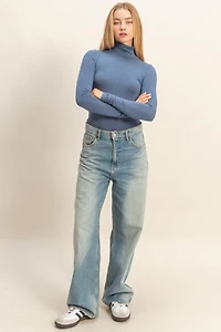 Navy Turtleneck Long Sleeve Top