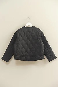 Black Quilted Peplum Outerwear Jacket