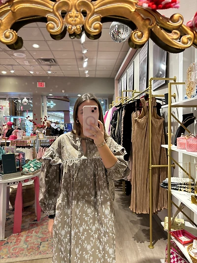 Brown Vintage Floral Mini Dress