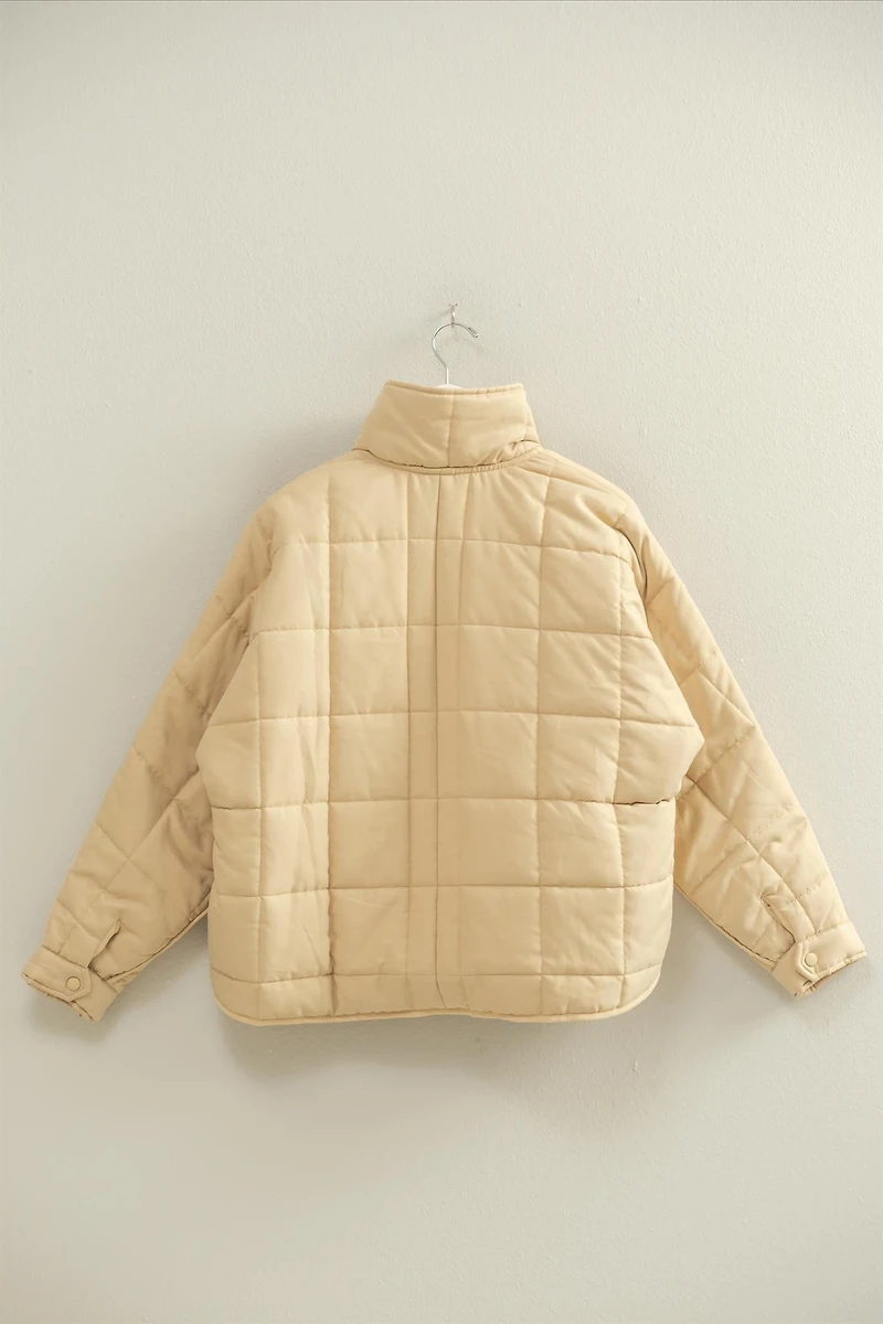 Cream Quilted Puffer Jacket