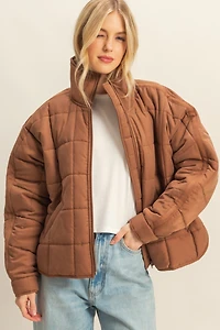 Brown Quilted Puffer Jacket