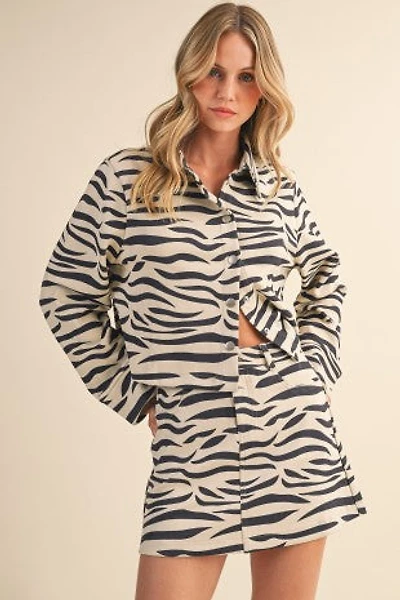 Zebra Print Suede Skirt Set