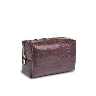 Brown Croc Cosmetic Pouch