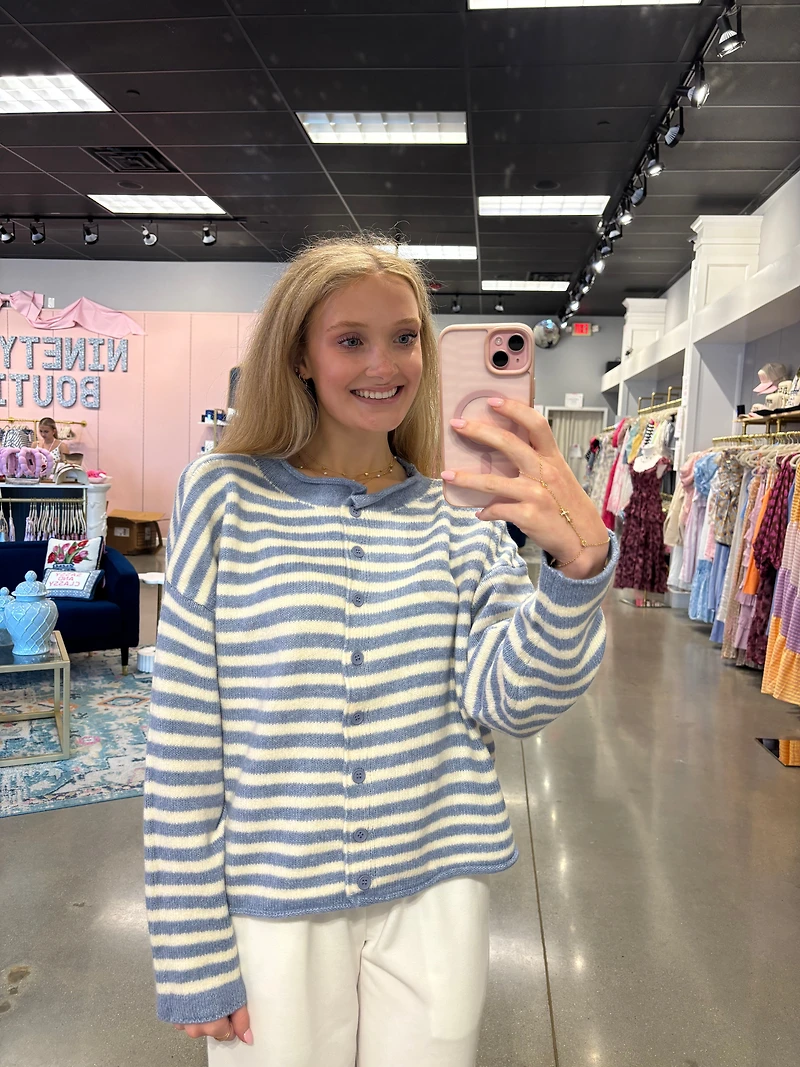 Blue Channel Knit Cardigan