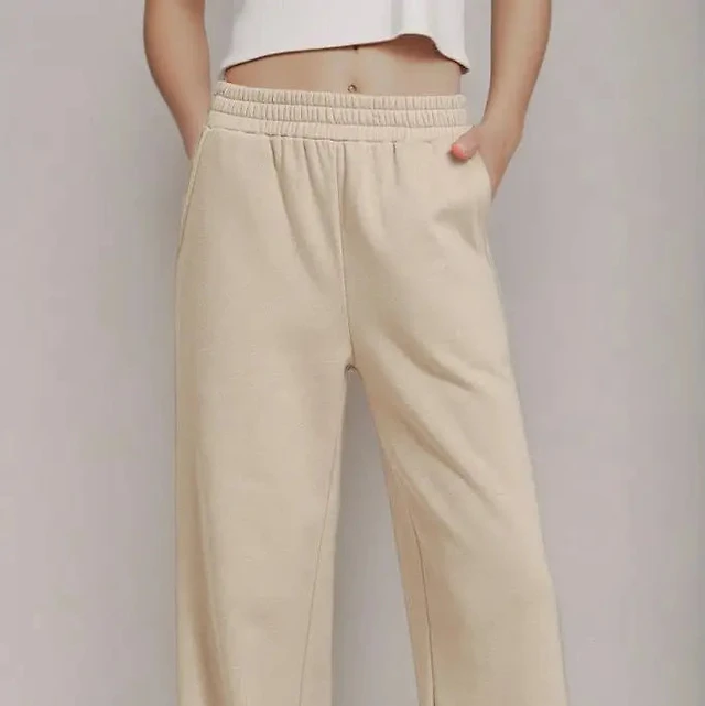 Beige Wide Leg Sweatpants