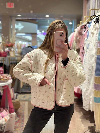 Cream Floral Quilted Jacket