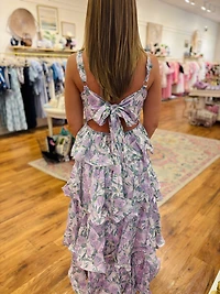 Purple Floral Tiered Maxi Dress