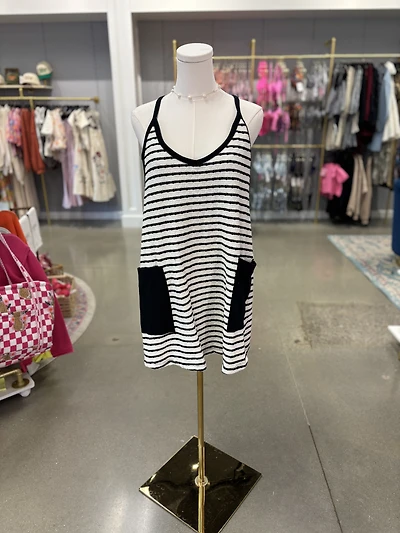 Black Stripe Mini Dress/Romper