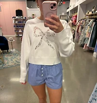 Lace Bow Cropped Sweater