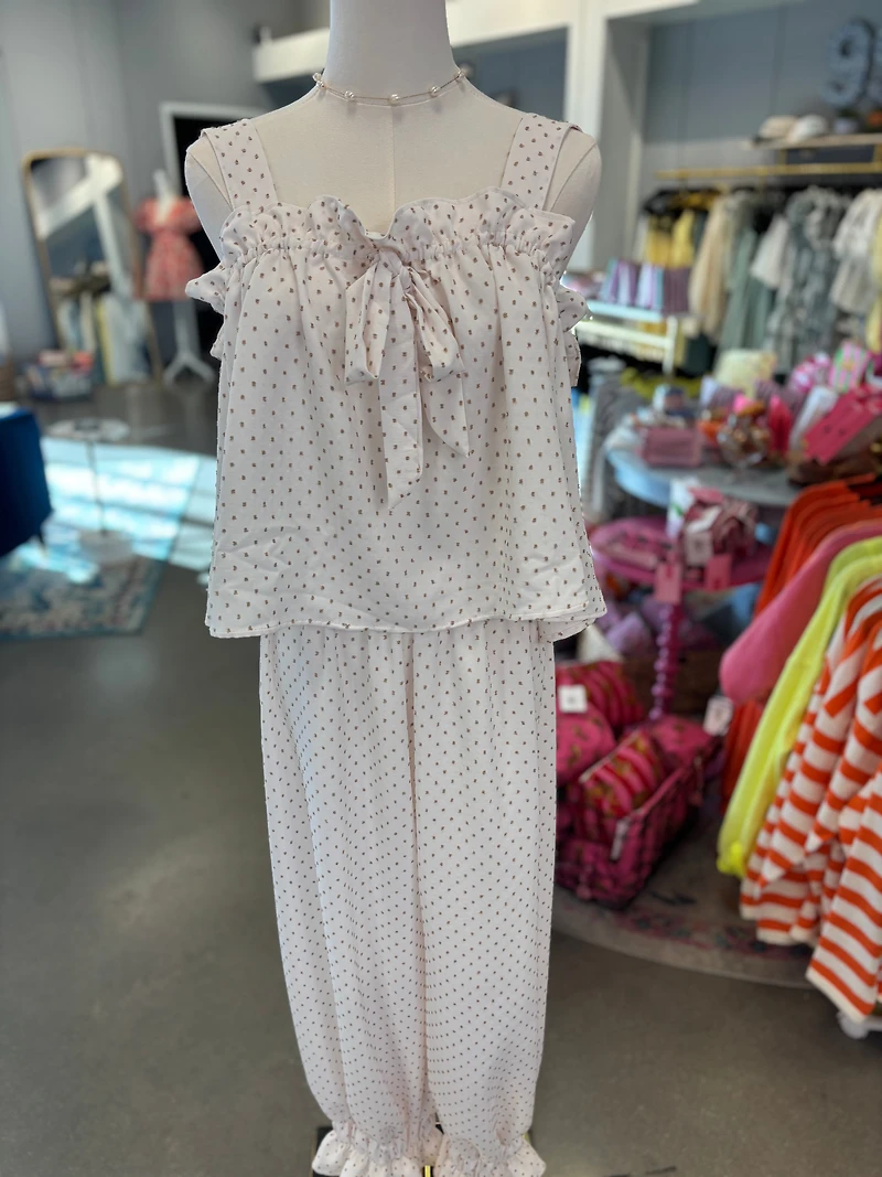 White Embroidered Dot Set