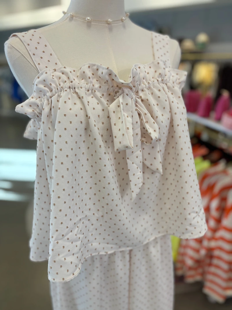 White Embroidered Dot Set