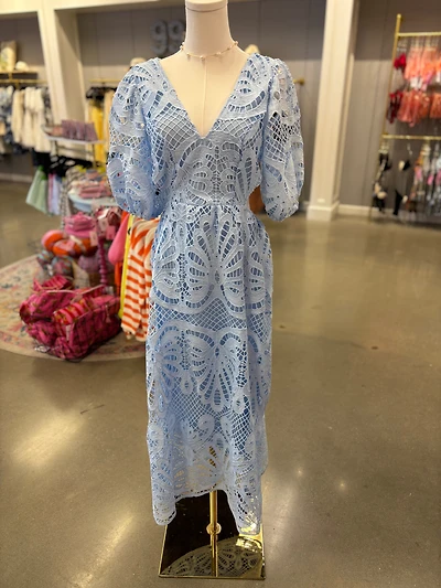 Light Blue Eyelet Maxi Dress