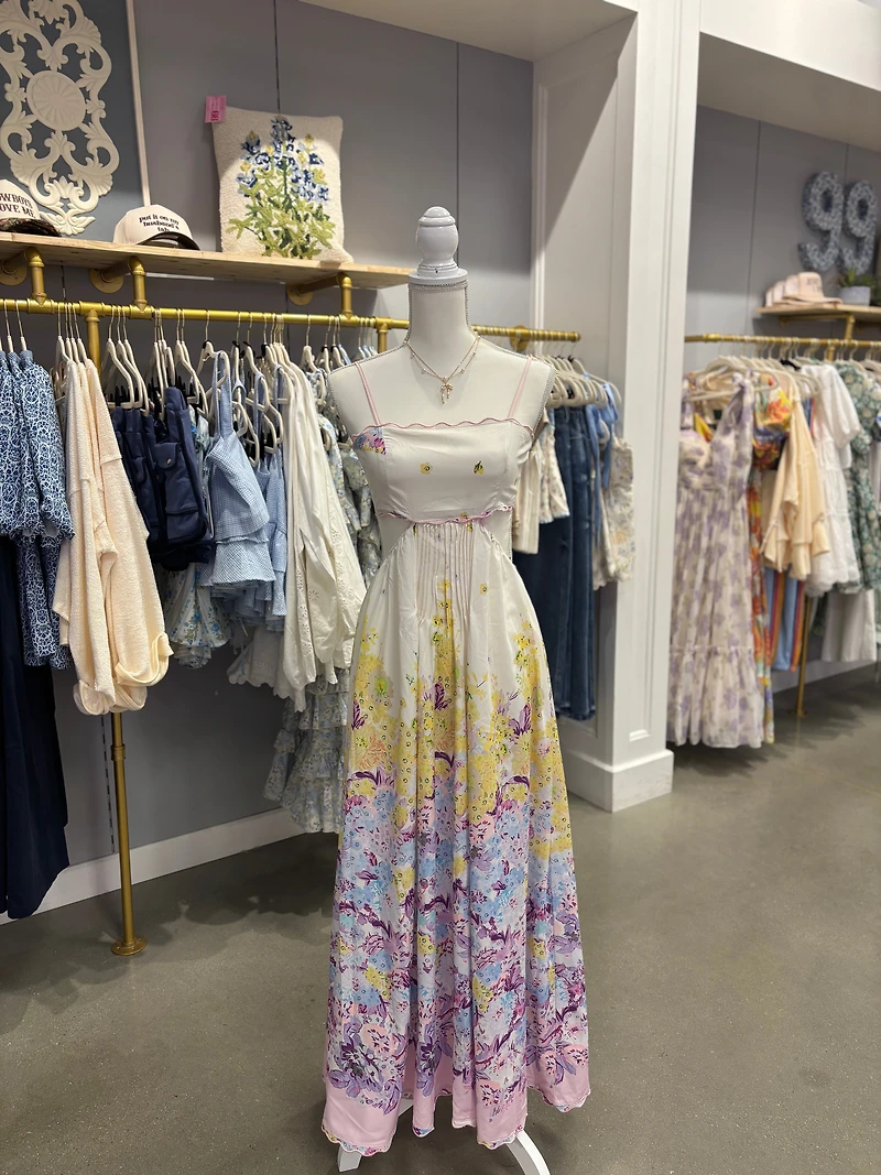 PURPLE/MULTI HOLLOW PRINT DRESS