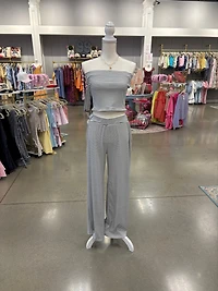 Gray Stripe Tube Top & Pants Set
