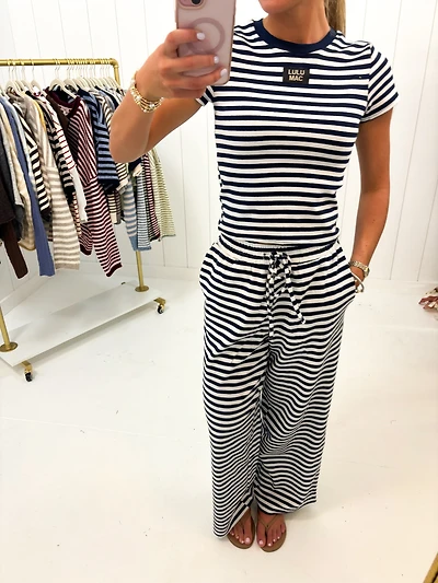 Navy Stripe Baby Doll Top Lulu Mac