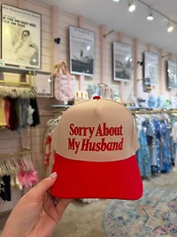 Red Sorry About My Husband Hat
