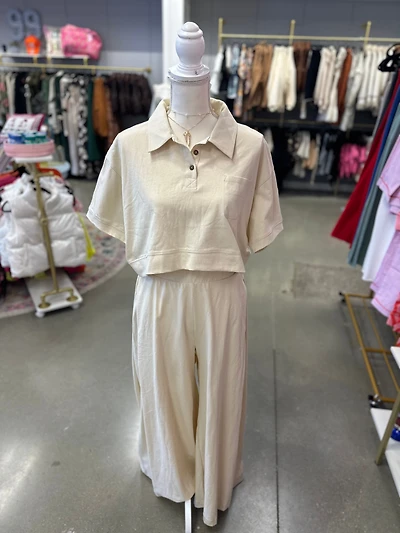 Cream Collared Polo Top